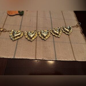 Gold Tone Heart Link Bag Chain
